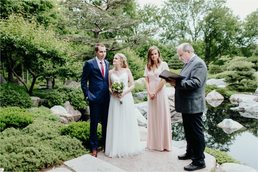 Small, intimate wedding at Japanese Garden at Como Conservatory in St. Paul, Minnesota